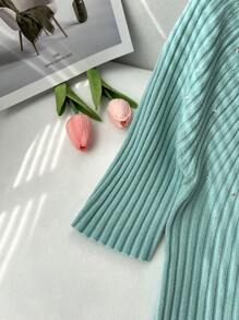 SHEIN Privé 大码纯色短袖毛衣背心，简约时尚，适合夏季 - 綠色 - 查看 4