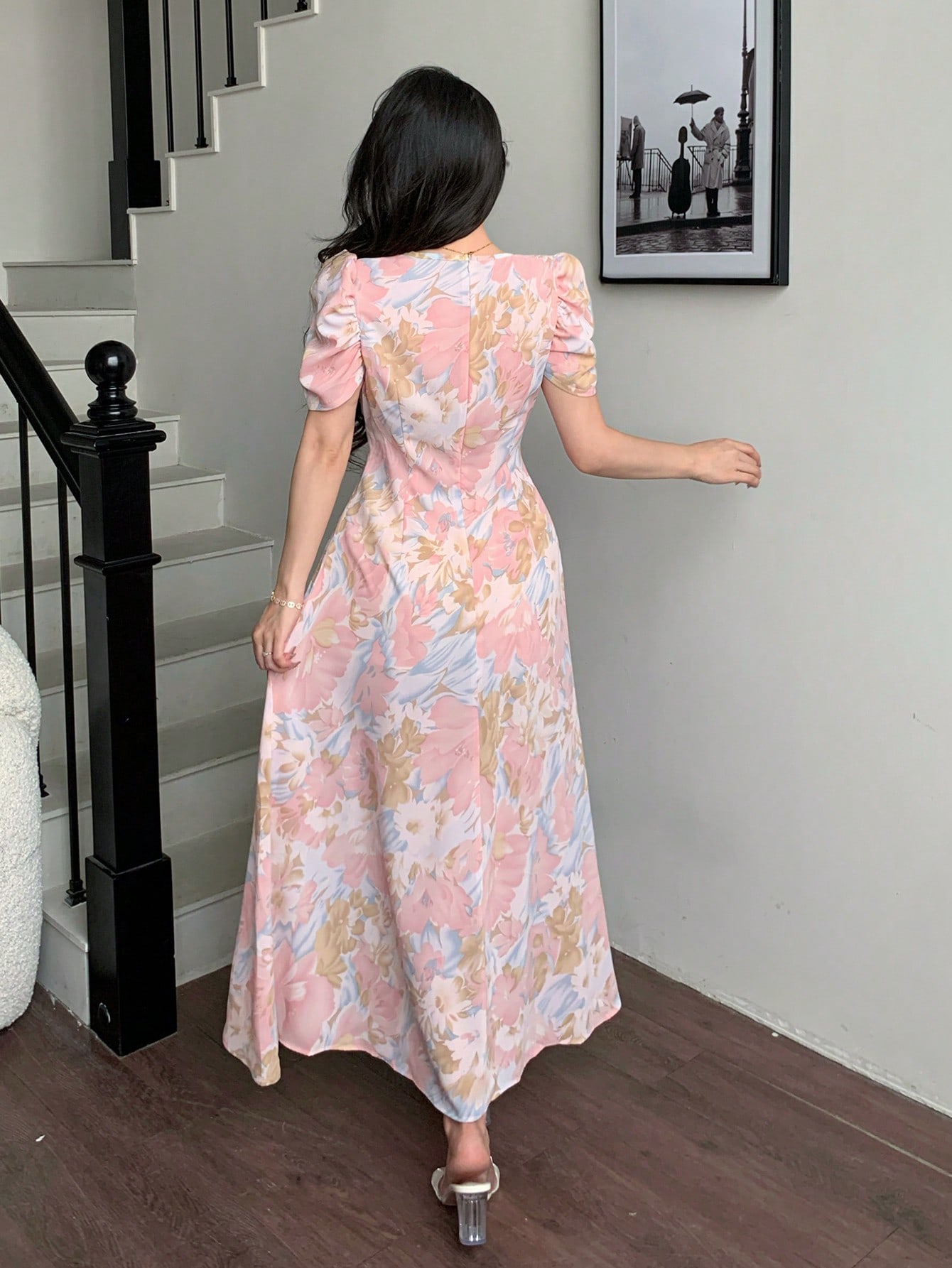 Modelyn فستان مصغر مناسب للسيدات بياقة متقاطعة وأز...