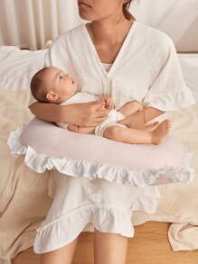 Cozy Pixies 1 pieza Almohada de lactancia suave y cómoda con borde de volantes florales para mujeres embarazadas, color rosa - Rosa Pálido - Ver 7