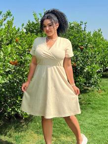 SHEIN EZwear 大码复古心形A字型黑色情人节派对连衣裙