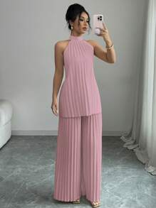 Elenzga Women Two Pieces Outfits For Daily Wear - Pink - View 3