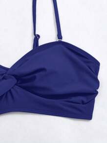 Swim Vcay Ruffled Edge Swimsuit, Fashionable For Summer - Navy Blue - View 3