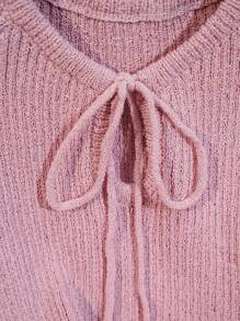 Spring/Summer Solid Color Short Sleeve Lace-Up Knit Sweater For Women Knit Pullover Fall Winter - Mauve Purple - View 5