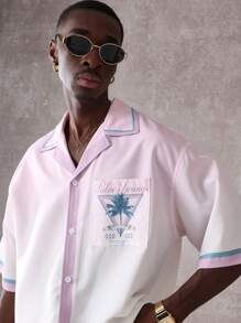 SUMWON Coordinato estivo vacanziero di Palm Springs, composto da camicia a maniche corte con bottoni e pantaloncini, in stile retrò, adatto per viaggiare, gite e attività fisiche
