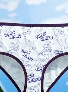 Teletubbies X SHEIN Tween Girl Cartoon Print Contrast Trim Base Layer Panties - Multicolor - View 4