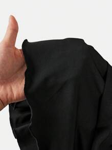 SHEIN Girlism 女童纯色针织可爱荷叶边多层内置短裤迷你裙，Y2K 时尚 - 黑色 - 查看 6