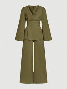 Firerie 女士日常两件套服装 - 軍綠色 - 查看 6