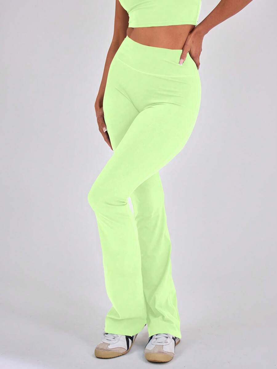 Musera Sport High Waisted Sculpt Flare Sports Leggings Only ,Padel, Tennis, Pickleball Gym Fitness - Lime Green - View 1
