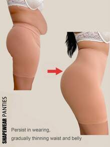 SHEIN Short sculptant de couleur unie taille haute pour femmes grandes tailles