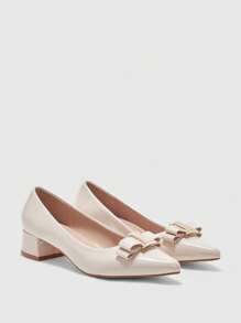 CUCCOO BIZCHIC Women's Basic Black Chunky Heel Backless Office Work High Heel Pumps For Christmas Spring Shoes - Beige - View 2
