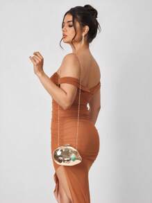 SHEIN SXY Ladies, Women Evening Bags, Clutches, Crossbody Bags, Colored Stone Inlay, Gold, Hard Box Bag, Fashionable, Luxury, Elegant, Simple, Personalized, Versatile, For Cocktail Party, Party, Prom, Club, Date, Birthday, Evening, Date Nigh, Ball, Fashionable Clutch Bags For Woman , Gold Bag