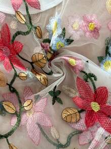 Soleia Summer Vacation Women Floral Embroidery Fashion Women Top - Multicolor - View 7