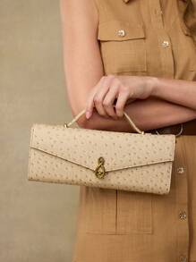 MOTF PREMIUM 方形顶部提手搭扣包 - 米色 - 查看 1