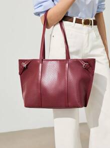 SHECARRY Women's Fashionable Daily Commute Large Capacity Shoulder Bag - Burgundy - View 1