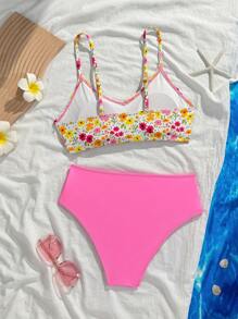 Bộ đồ bơi bikini hoa nhỏ nhắn cho bé gái tuổi teen đi nghỉ ở bãi biển - Nhiều màu - Xem 2