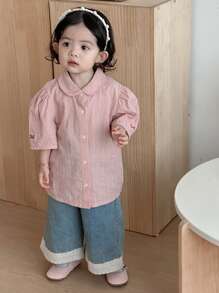 Dazy Kids Girl Toddler/Infant Casual Loose Woven Short Sleeve Top, Summer