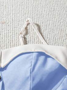 SHEIN Clasi 撞色纽扣优雅时尚夏季吊带背心