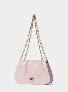 SHECARRY Bolsa de mão minimalista elegante com decoração de metal para mulheres, bolsa de armazenamento casual diária - Rosa - Ver 2
