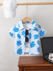Chemise décontractée pour bébé garçon avec motif blocs de couleurs, col revere, manches courtes et boutons, convient pour le port quotidien, les fêtes et les occasions sociales. Chemise d'été pour bébé garçon, vêtements d'été pour bébés garçons, cardigans pour tout-petits, 6 mois - 3 ans - Multicolore - Voir 3