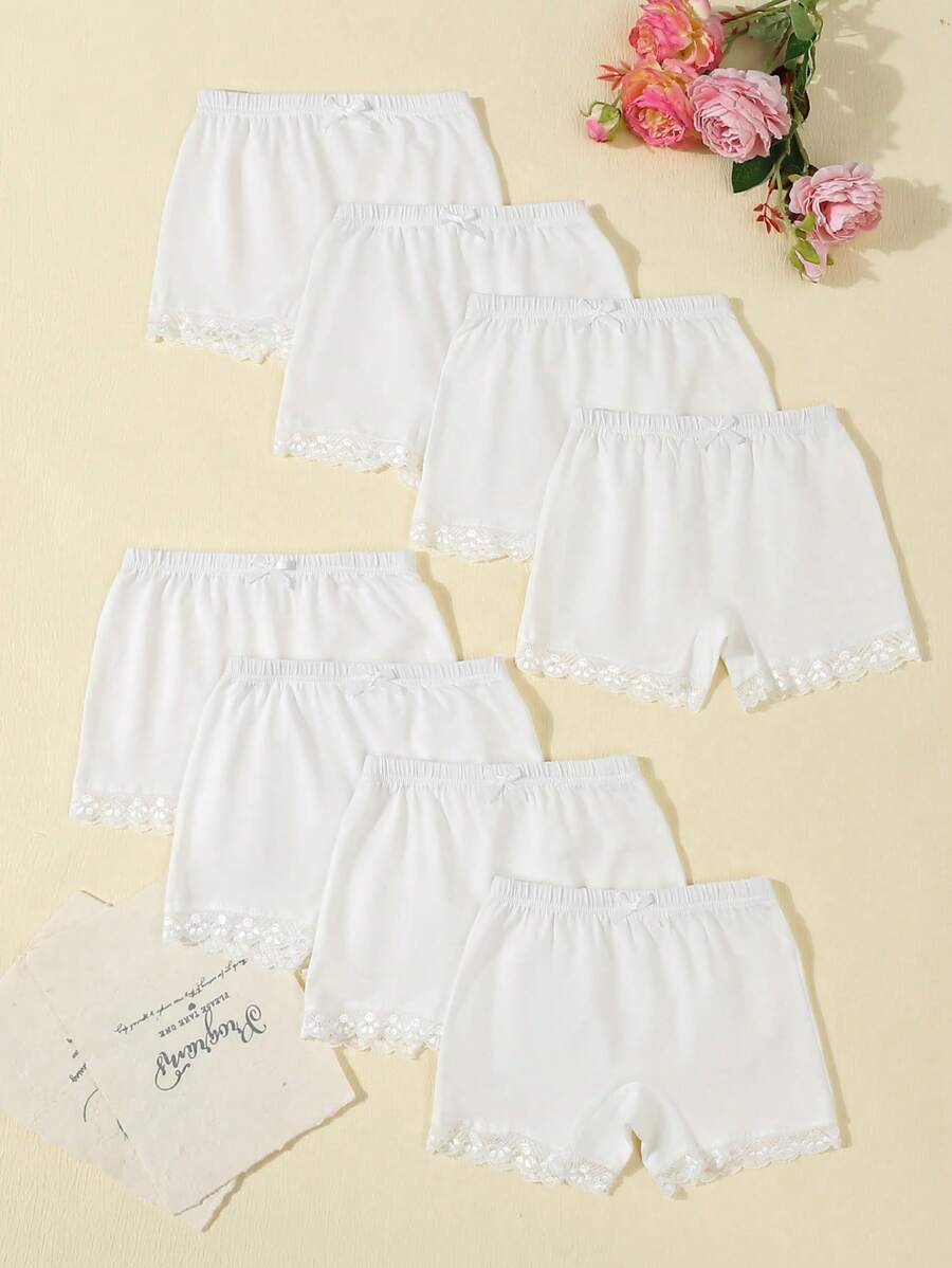 Vintaside Kids 8件組女孩純色白色百搭舒適內褲套組,棉質女童內褲,適合秋冬 - 彩色 - 查看 1