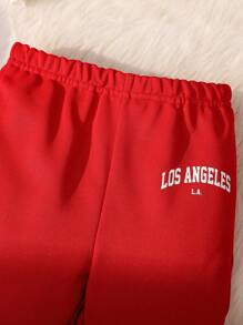 SHEIN Leap Crew 男宝宝休闲百搭红白加垫背心外套连帽运动衫和长裤 3 件套，宽松版型，适合秋冬季户外活动 - 紅白色 - 查看 8