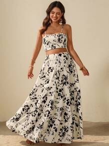 SHEIN Maternity Two Pieces Suits Summer Outfits For Women  Summer Outfits For Women - Black and White - View 3