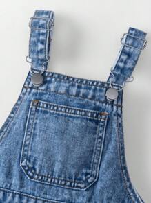 Young Boy Casual Retro Blue Denim Overalls With Pockets, Daily Wear Denim Bib Pants Suit Set Young Boys Pants Young Boys 2 Pieces Overalls Kids Boys - Medium Wash - View 4