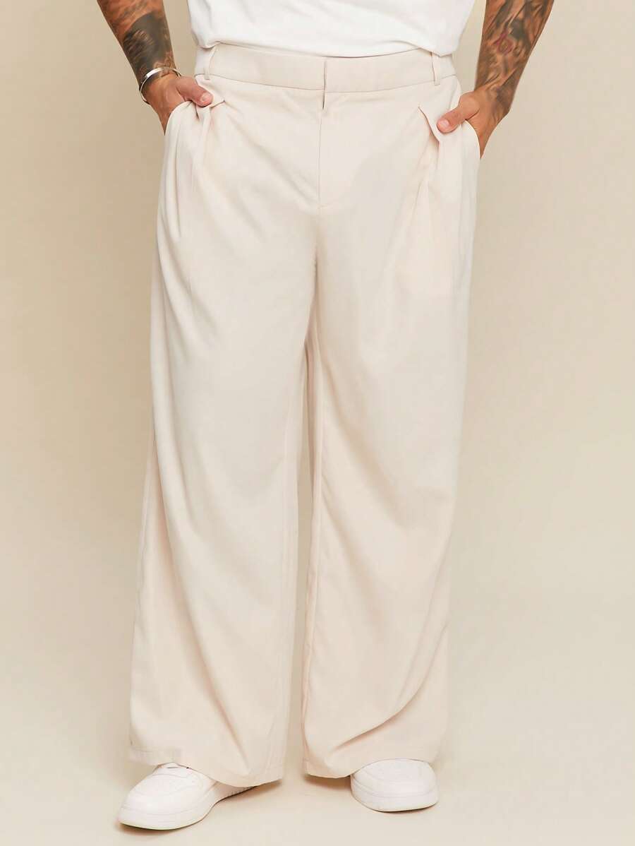 EASEVO Plus Size Men's Casual Loose Printed Woven Long Pants