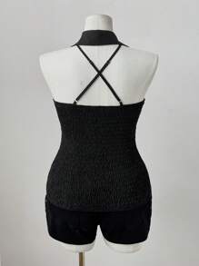 Flirla Blusas de talla grande de rave - Negro - Ver 2