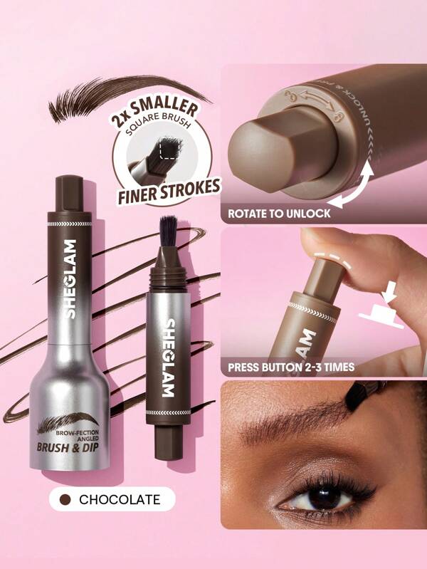 SHEGLAM Brow-Fection Angled Brush & Dip-Chocolate Hair-Like Strokes Liquid Eyeborw Eyeborw Gel Pen Easy To Color Long Lasting Quick Drying Natural Shaping Outlining Filling Eyebrow Makeup Graduation Birthday Holiday Summer Fall Autumn Y2K Fancy Fashion Women Makeup Cosmetic Party Beach Travel Camping Outdoors School Campus Trip Festivals Decor Gift Present Rose Girl Cosplay Best Color Charm Vibe
