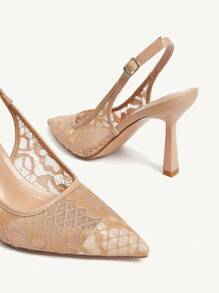 CUCCOO CHICEST Giày cao gót mũi nhọn thêu ren thanh lịch lãng mạn màu mơ cho nữ, thích hợp cho trang phục, đám cưới, tiệc tùng, hẹn hò trà chiều, sự kiện thời trang - Rỉ Nâu - Xem 11
