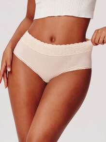 LUVLETTE 3-Pack High-Rise Airy Basic Cotton Girly Women's Underwear Briefs Panty Set