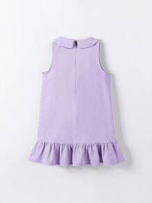 Girls Denim Frill Trim Casual Denim Dress - Mauve Purple - View 2