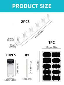 SHEIN Basic living 2/4/14pcs/1 Set Of Plastic Spice Jars With Clip Covers, Kitchen Storage Racks, Label Kits, Asymmetrical Stickers, Blackboard Stickers, PVC Waterproof Self-Adhesive Seasoning Jar Labels, Double Lid Seasoning Jars, Kitchen Household Salt, Monosodium Glutamate Seasoning Bottles, Sealed Moisture-Proof Large Caliber Transparent Measurable Seasoning Bottle Storage Racks, Simple Bottle Mouth Clip Food Clip Kitchen Clip Two-Color Plastic