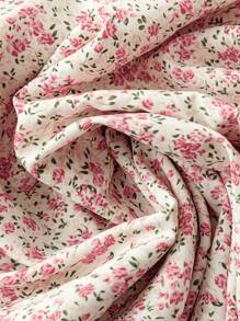 SHEIN MOOSTA Chân váy hoa nhí cỡ lớn, thích hợp cho mùa hè và mùa thu, dành cho phụ nữ. - Màu be - Xem 3