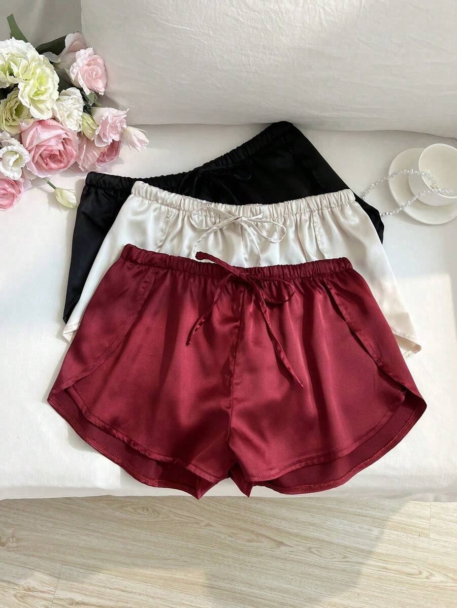 Elamini 3pcs/Set Comfortable Versatile Solid Color Casual Shorts, 2025 New Style - Multicolor - View 1