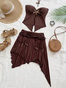 Soleia Women Two Pieces Outfits For Daily Wear Beach Women Outfits Woman S Summer Clothes - Brown - View 5
