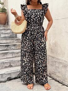 SHEIN LUNE Plus Size Strapless Square Neck Summer Jumpsuit - Multicolor - View 6