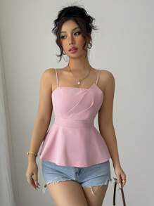 Elenzga Sommerurlaub Bohemian Style Taille Cinching Elegantes Damen Camisole - Pink - Übersicht 4