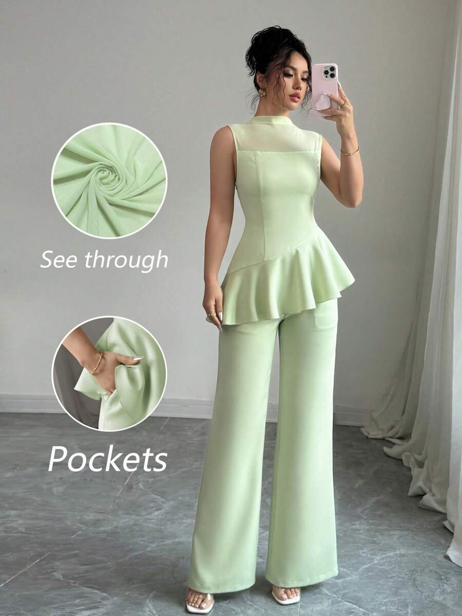 Chiquease Women Two Pieces Outfits For Daily Wear - Mint Green - View 1