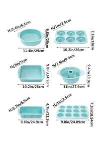 6件套硅胶烘焙用品，不粘硅胶烤盘，蛋糕模具，烤盘，甜甜圈盘，松饼盘，蛋糕盘 - 粉色 - 查看 8