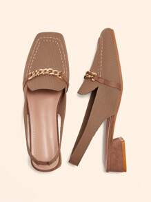 CUCCOO BASICS 圣诞节日常穿着的后带平底乐福鞋