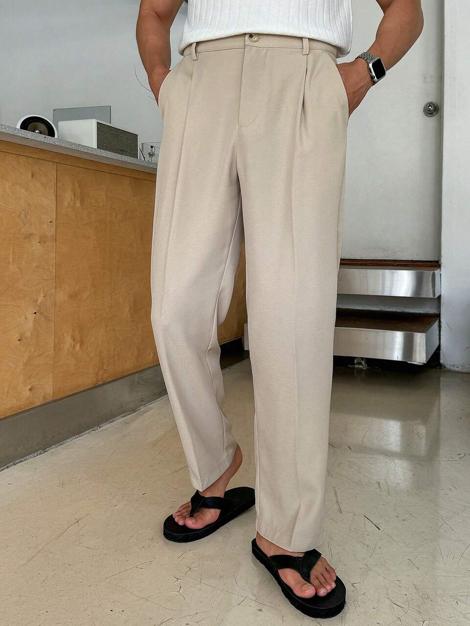 Men's Simple Solid Color Daily Suit  Dress Pants