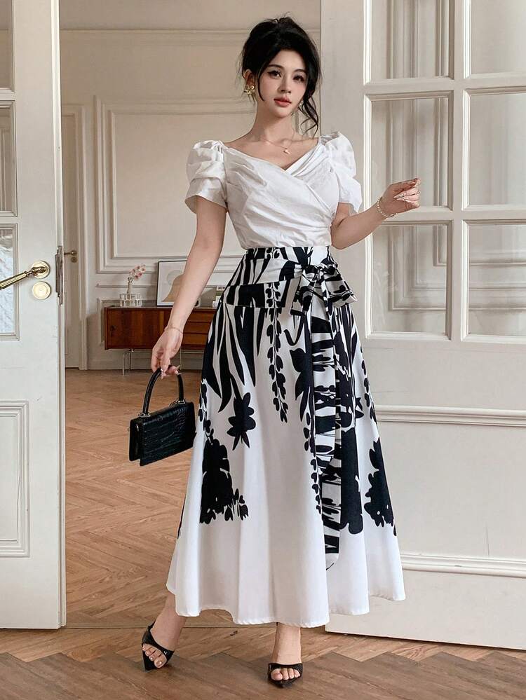 Women's Spring/Summer Floral Print A-Line Skirt