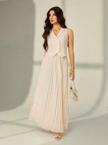 SHEIN Tall 女士日常两件套服装 - 米色 - 查看 4