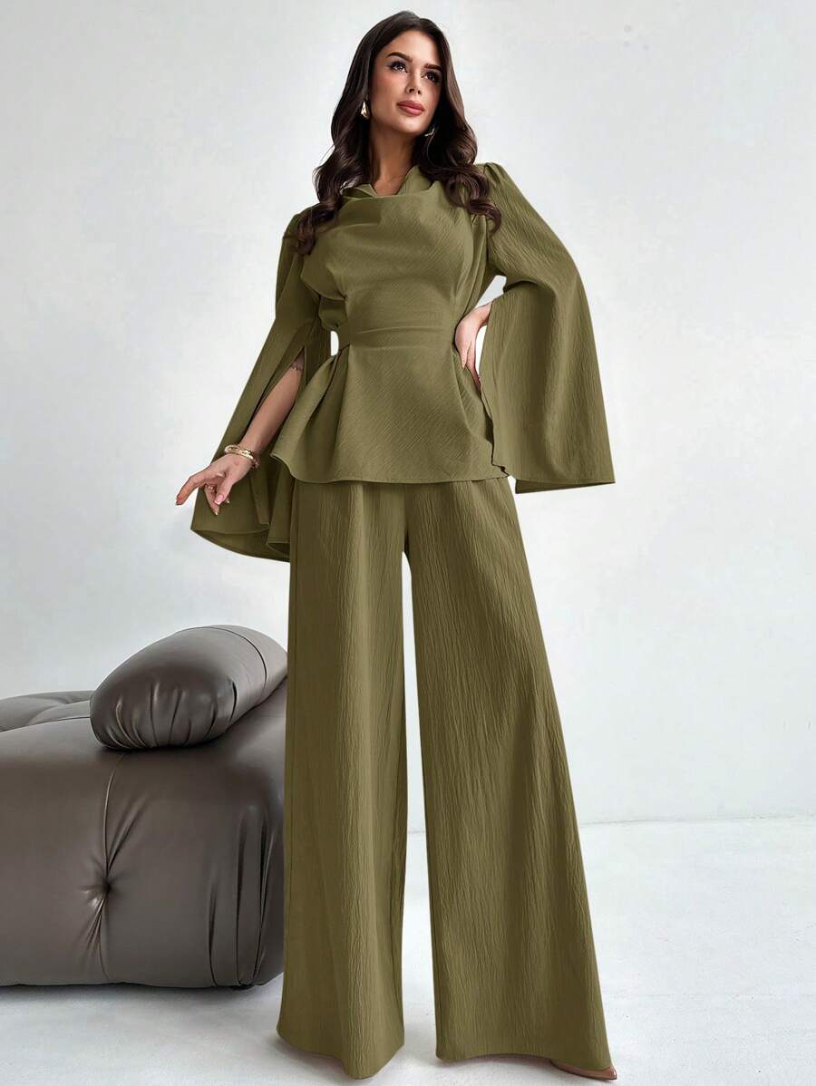 Firerie 女士日常两件套服装 - 軍綠色 - 查看 1