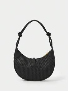 SHECARRY Women's Simple Fashion Zipper Underarm Handbag - Black - View 3