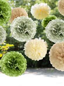 12 件派对纸巾绒球套装，绿色/粉色纸花装饰，适用于生日派对、新娘送礼会、送礼会装饰、圣诞节、复活节、派对、情人节、黑色情人节、情人节婚礼、生日复活节装饰、毕业装饰、婚礼用品、婚礼装饰、新娘送礼会、派对装饰、宾客婚礼回礼、送礼会装饰、派对用品、新娘送礼会、房间装饰、母亲节、双 - 彩色 - 查看 6