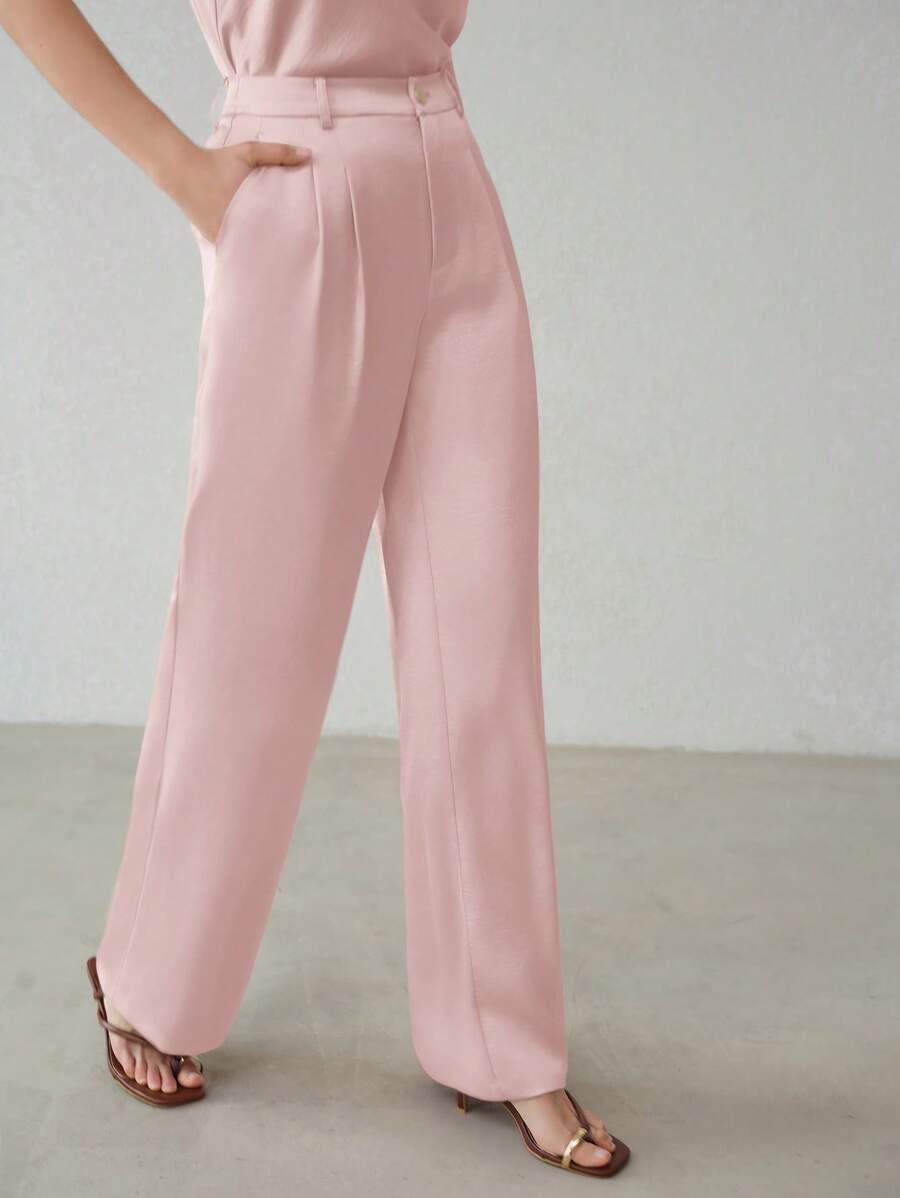 MOTF PREMIUM بنطلون بدلة مطوي مخصص - وردي فاتح - مشاهدة 1