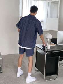 DAZY Men's Solid Blue Shirt Set, Summer - Blue - View 2